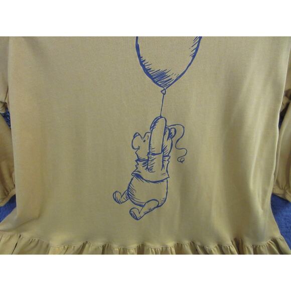 Disney WINNIE THE POOH Golden Yellow Knit Drop Waist Dress Ruffle Hem Size 3X - Picture 4 of 16